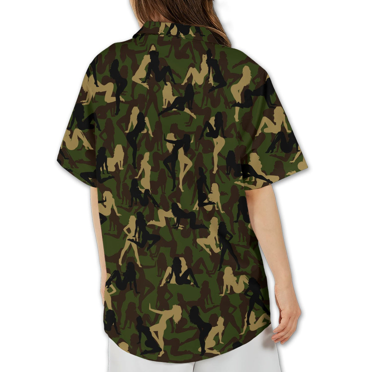 Close up back view of the camouflage shirt