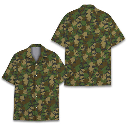 Another front view of the camo skull hawaiian shirt