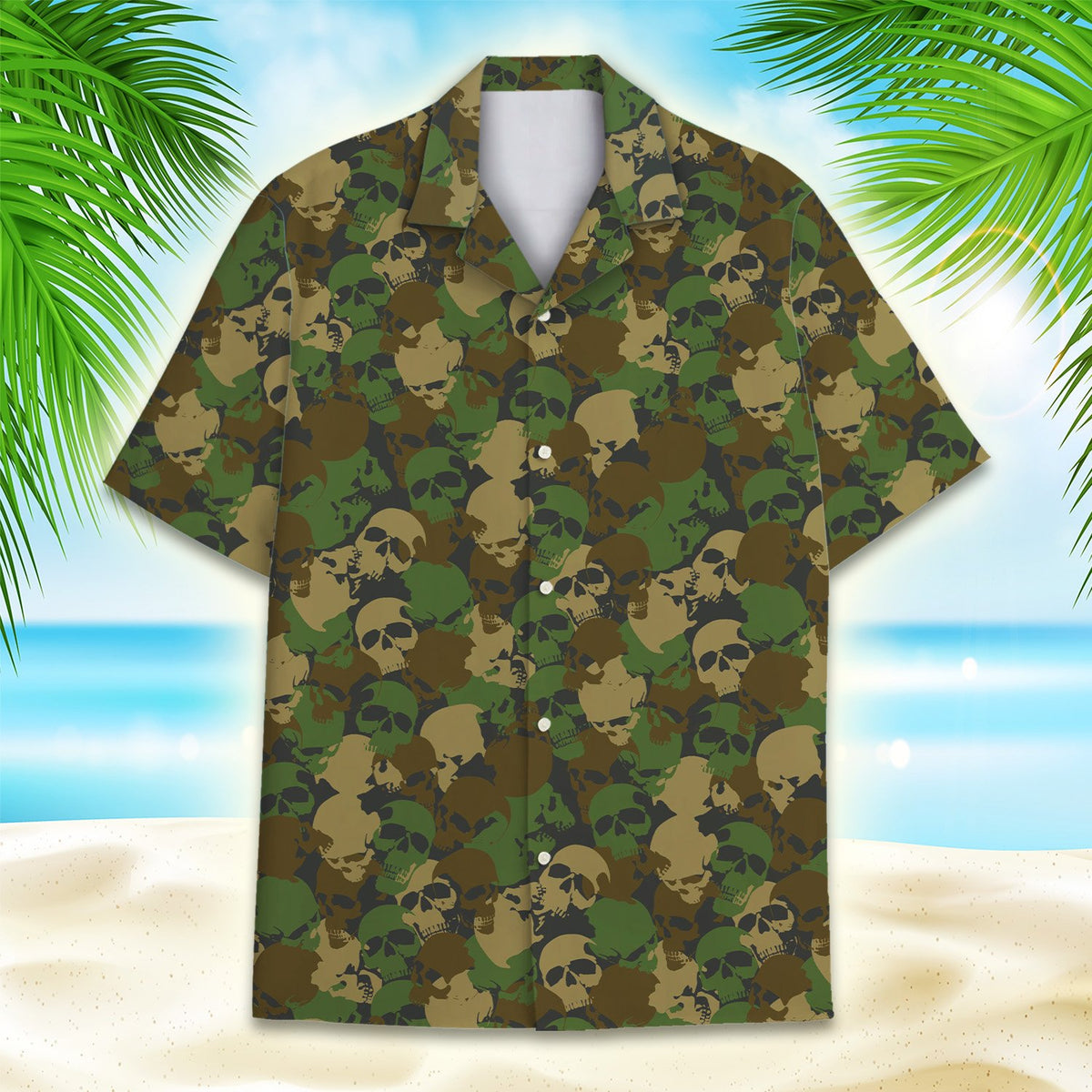 Hawaiian camo shirt with skull pattern for family matching outfits, main view