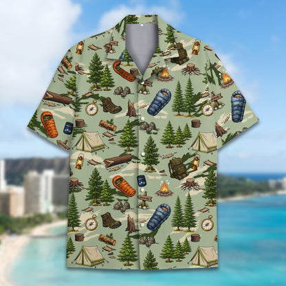 Additional front view of the light green button-down shirt