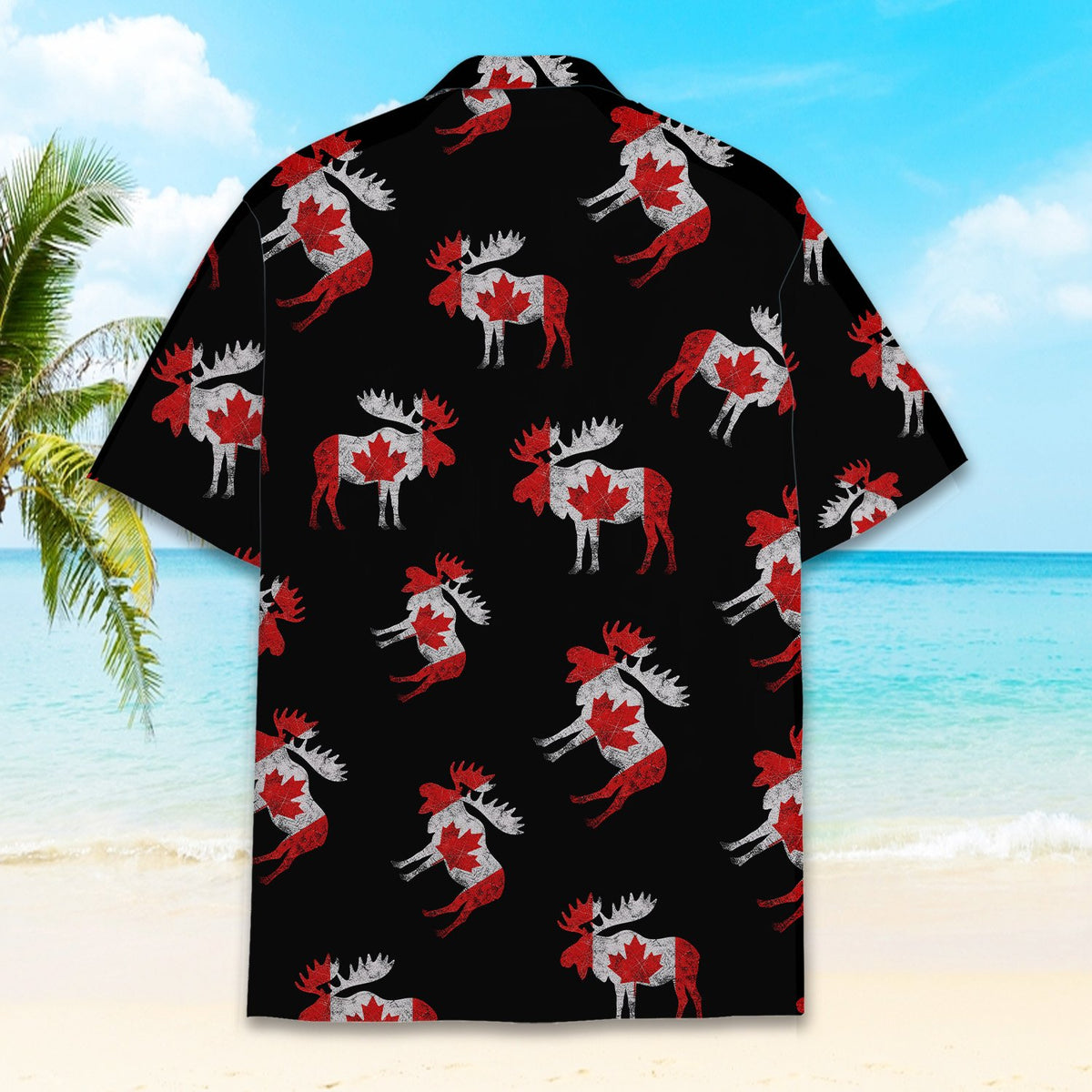 Alternative back view of the Canada flag moose silhouette shirt