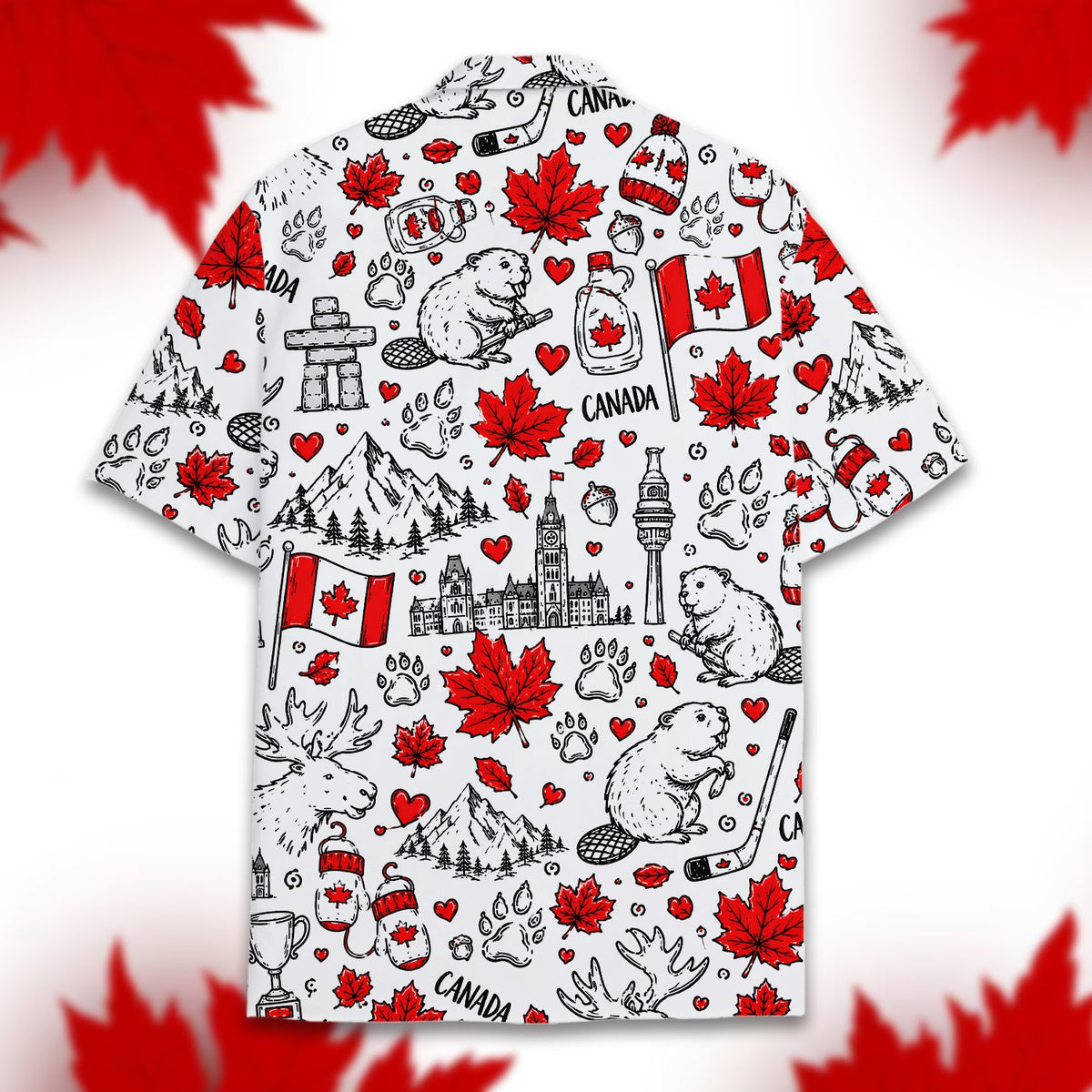 Additional front detail view of white matching family hawaiian shirt