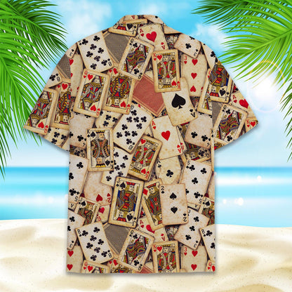 Alternative back view of the beige casino hawaiian shirt