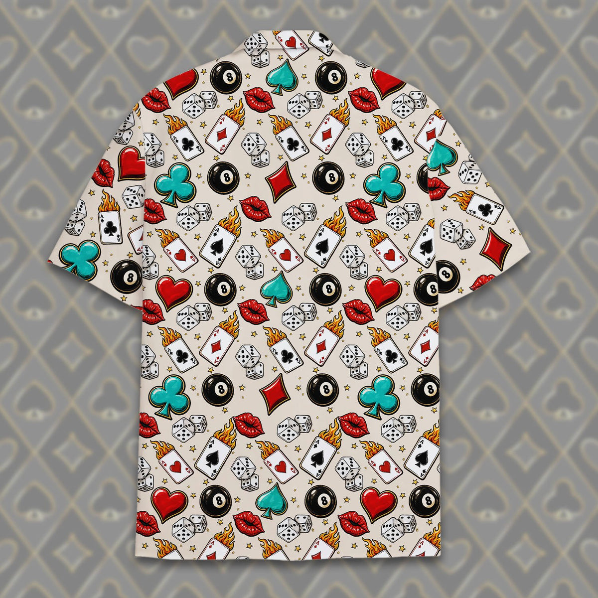 Alternative back view showing the all-over casino print