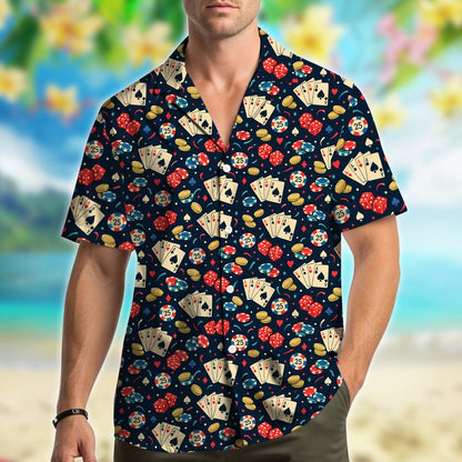 Matching family casino hawaiian shirt close-up front view