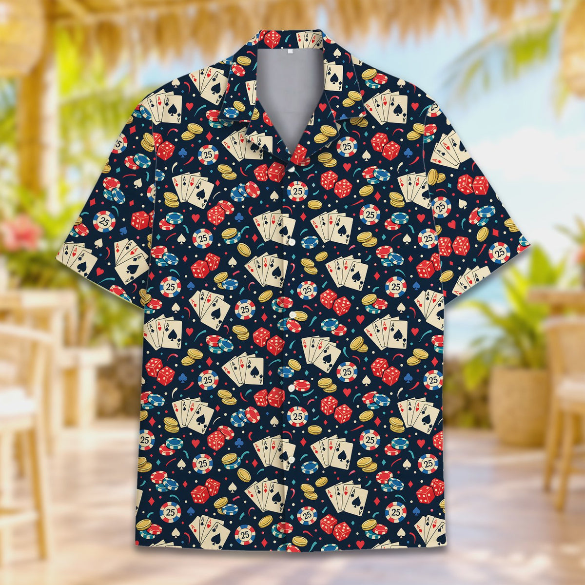 Matching family casino hawaiian shirt front view