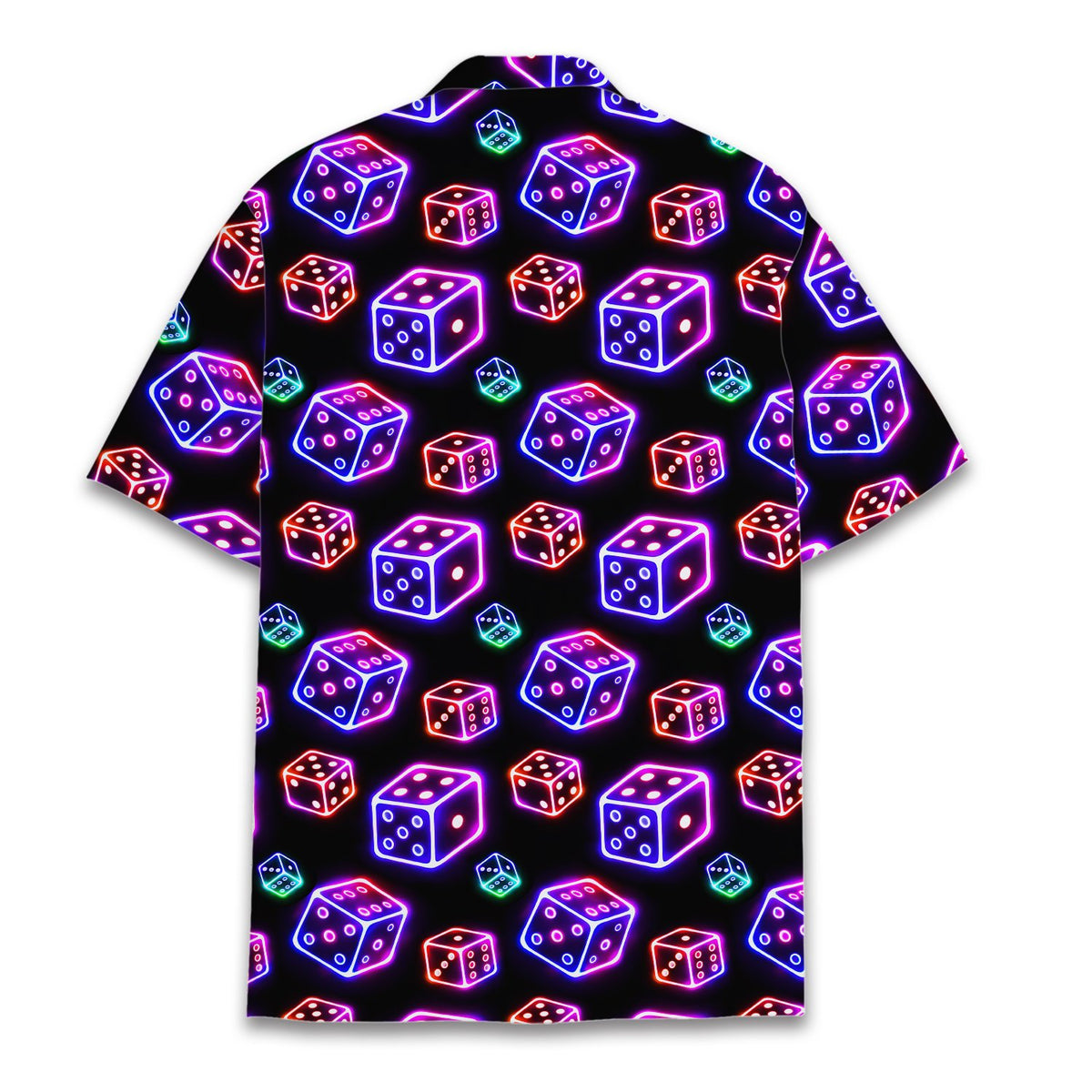 Back view of the black casino neon hawaiian shirt