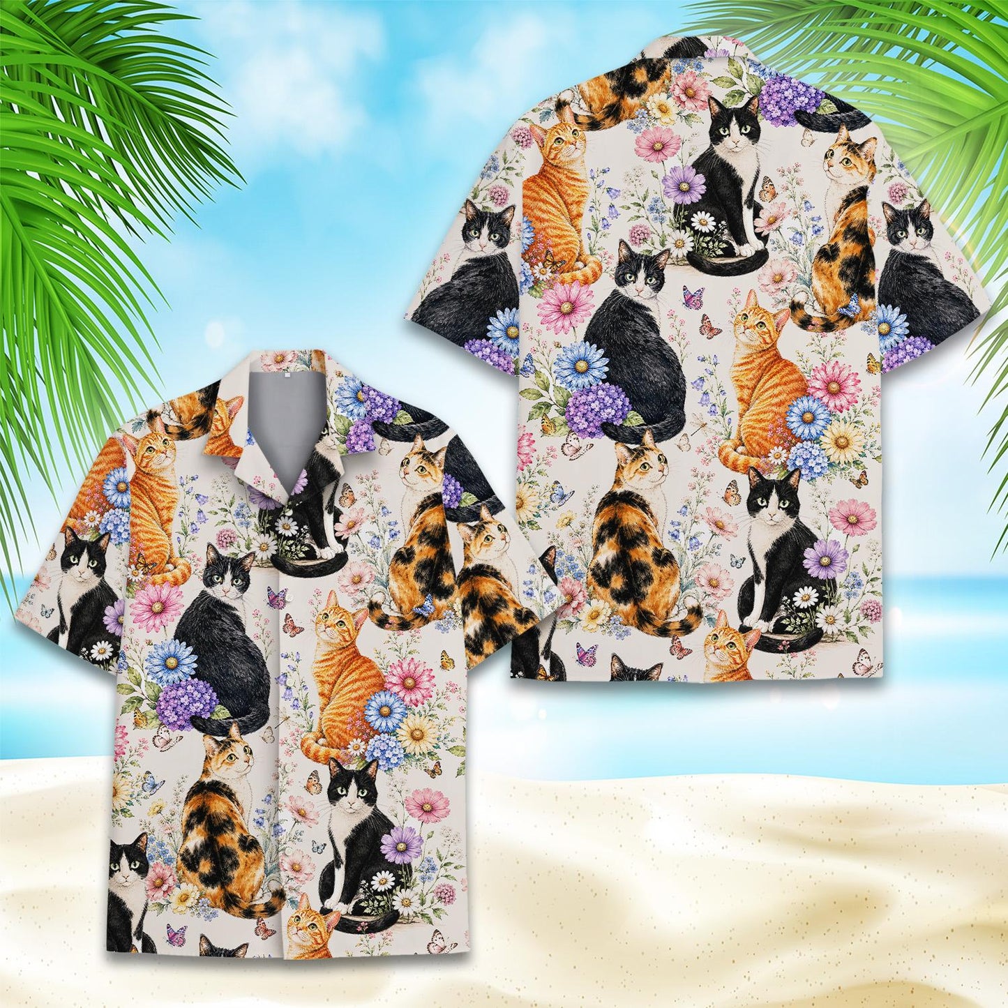 Third back view showing the colorful floral print