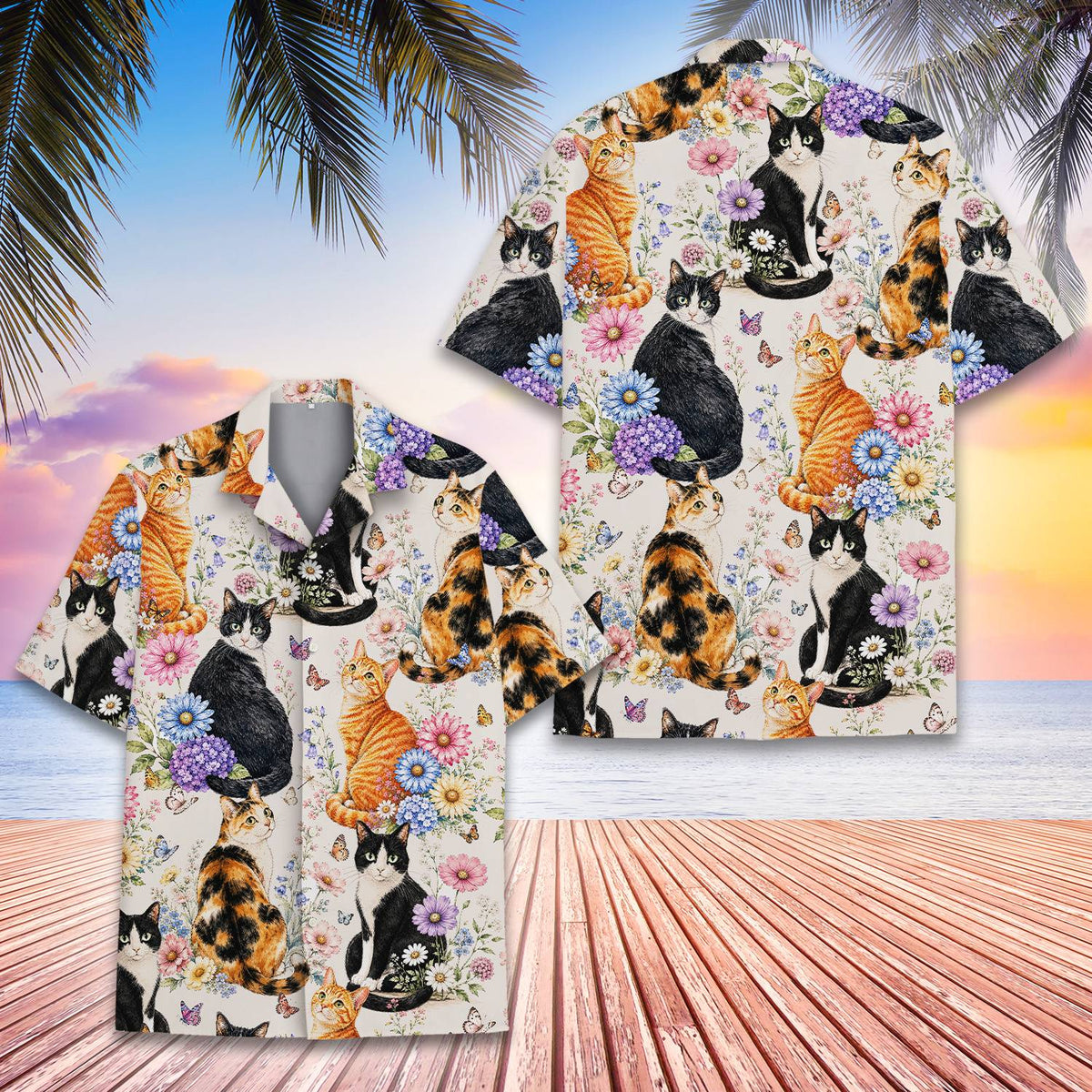 Back view of the matching family hawaiian shirt