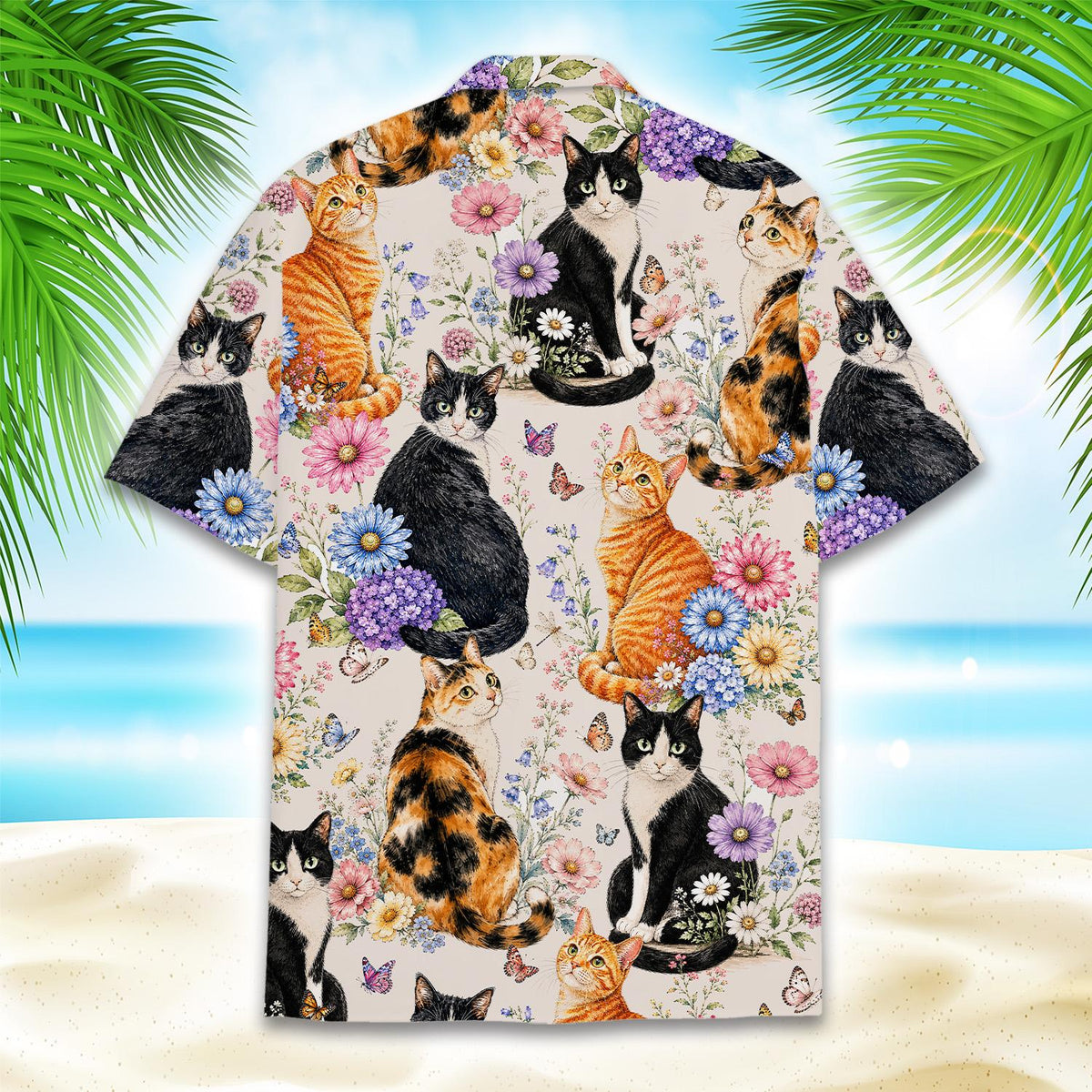 Lifestyle view of people wearing the matching family hawaiian shirts