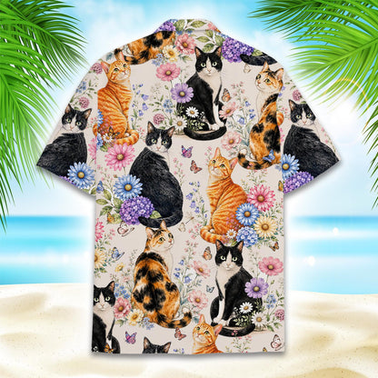 Lifestyle view of people wearing the matching family hawaiian shirts