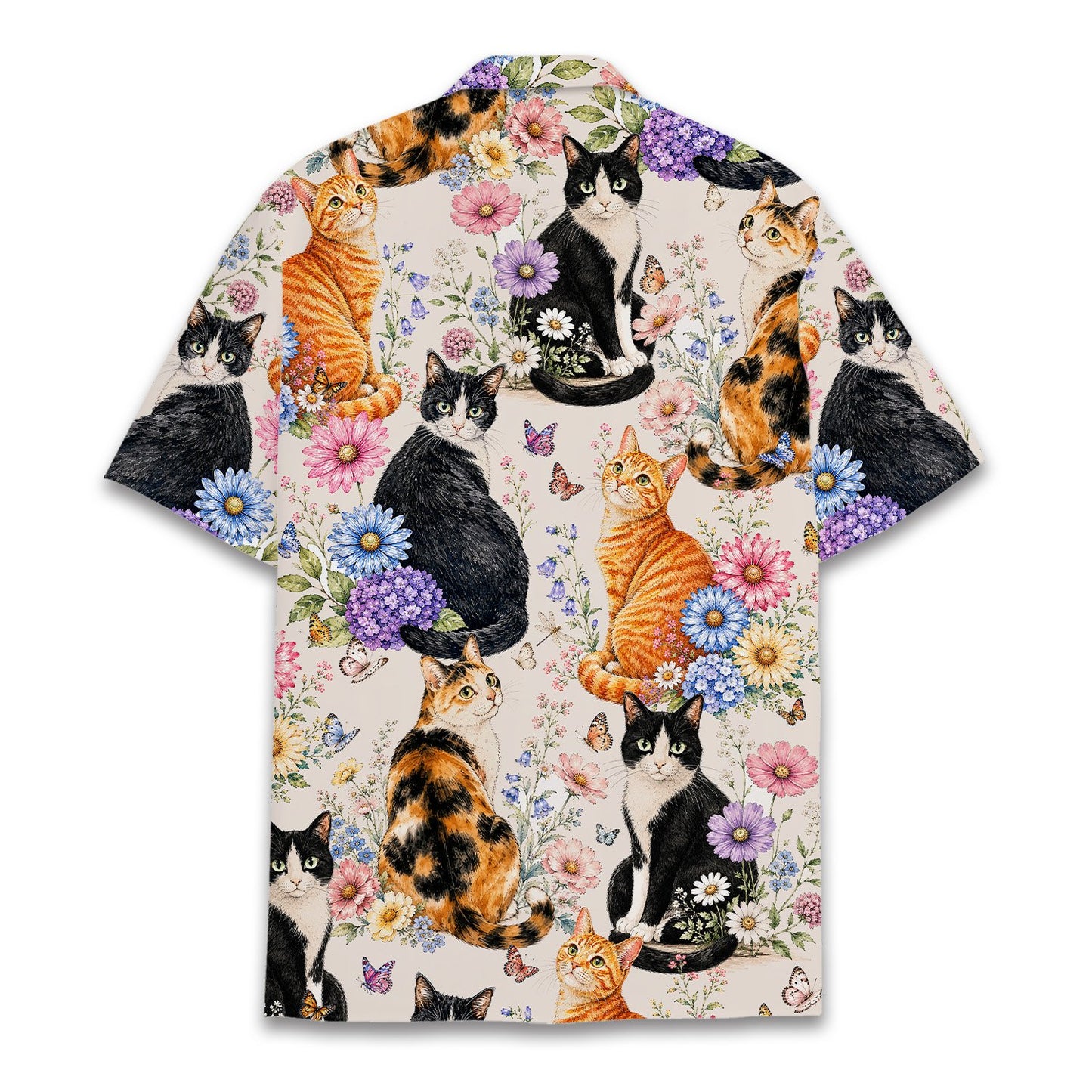 Close-up detail view of the cat and floral pattern