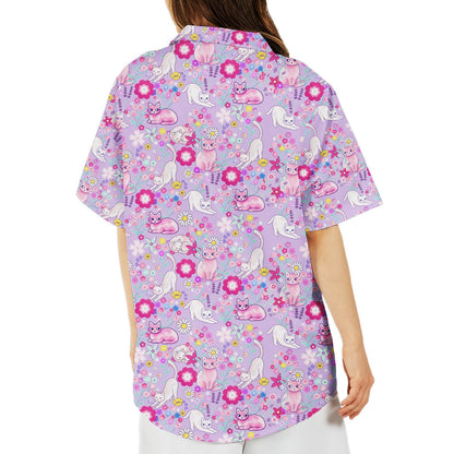 Matching family hawaiian shirt floral pattern, back view