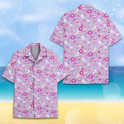 Matching family hawaiian shirt with floral pattern, front view