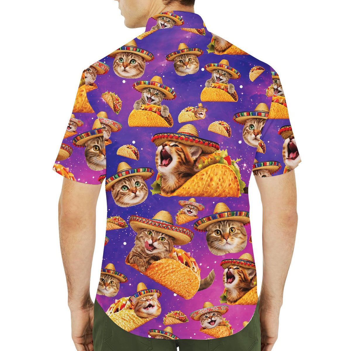 Family wearing matching hawaiian shirts lifestyle view