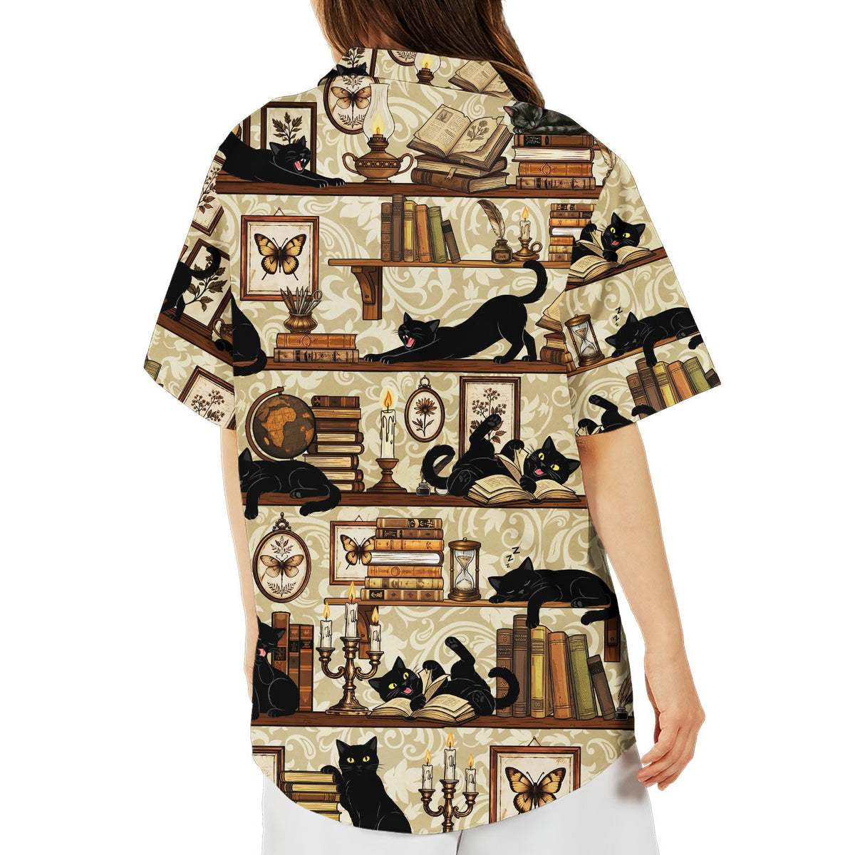 Back view of the matching family books hawaiian shirt