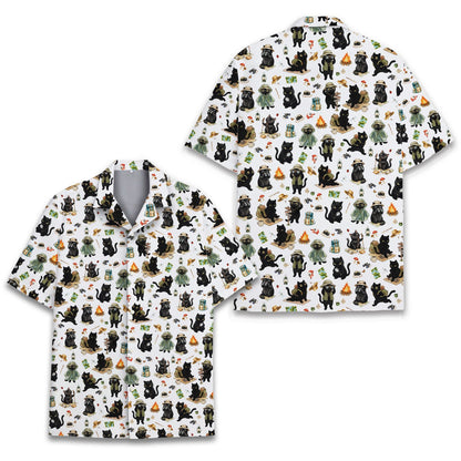 Front detail of the family hawaiian shirts