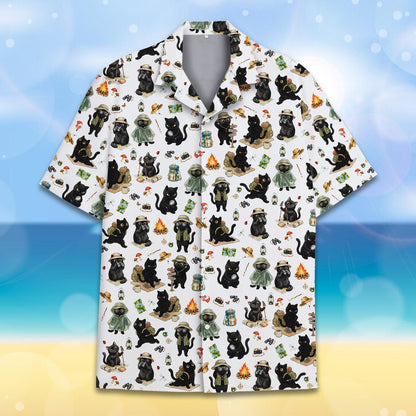 Full front view of the camping hawaiian shirt