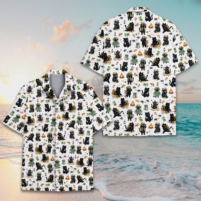 Front view of the camping hawaiian shirt