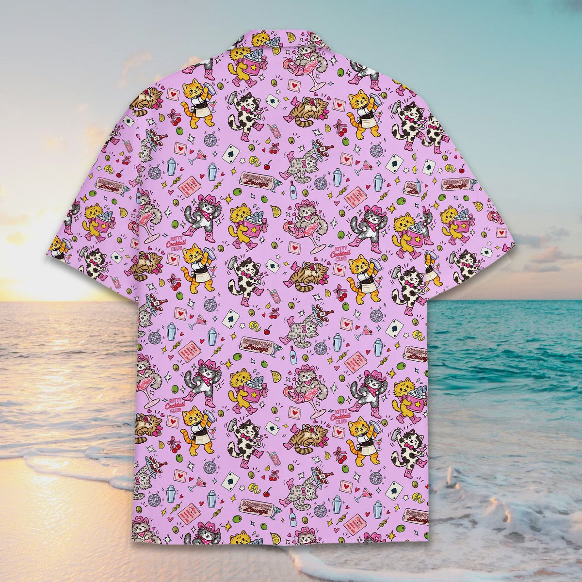 Second back view of the multicolor family matching hawaiian shirt