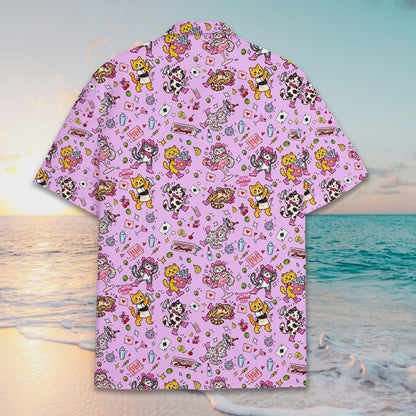 Second back view of the multicolor family matching hawaiian shirt