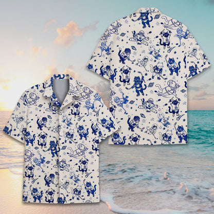 Additional front view of the space cats hockey hawaiian shirt