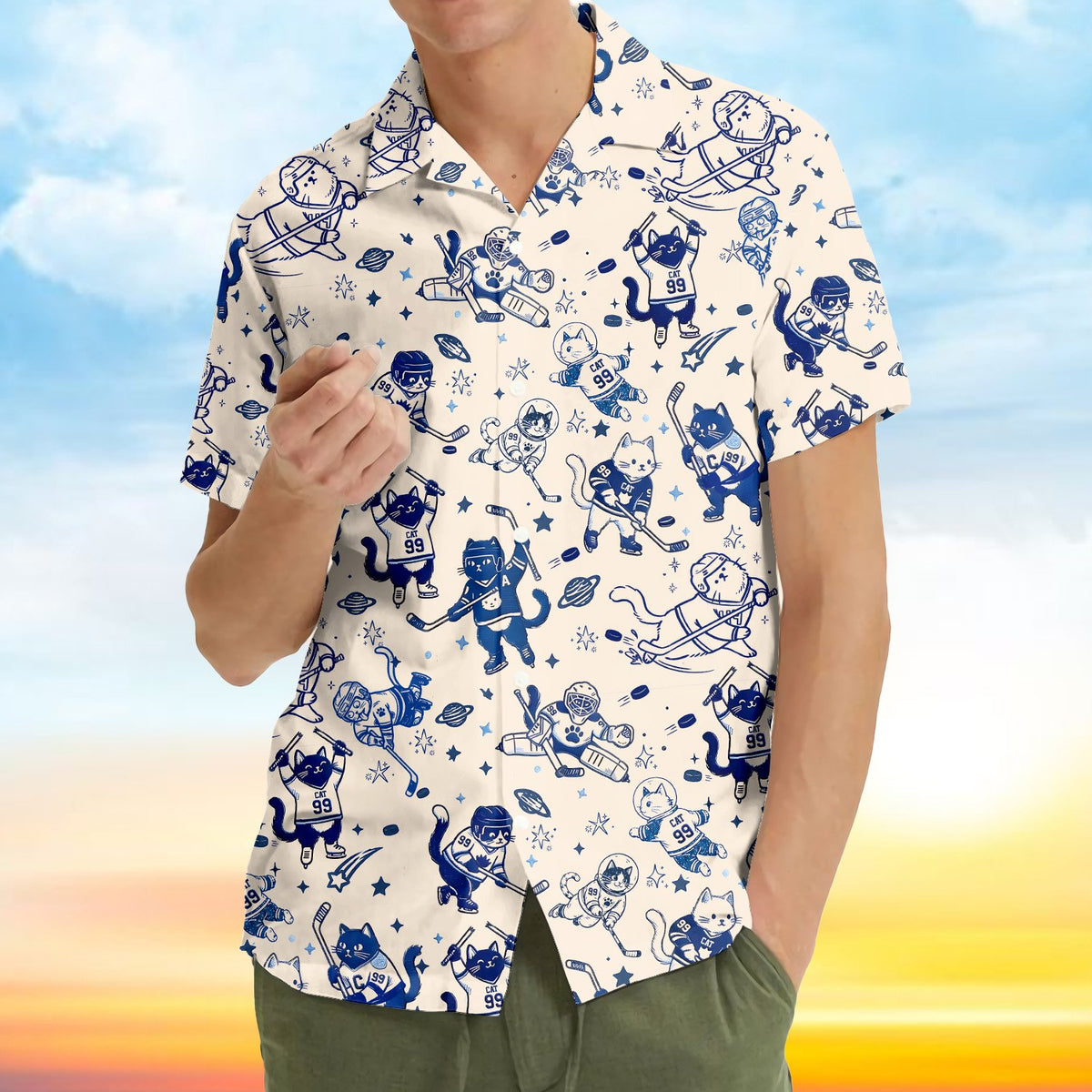 Another lifestyle shot of the family matching hawaiian shirts
