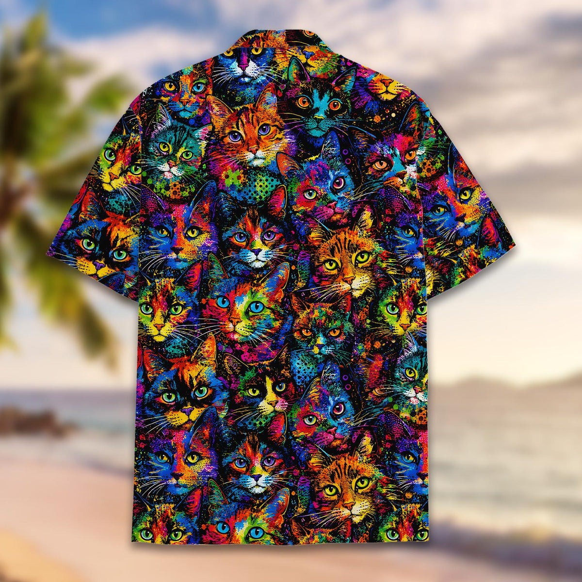Detailed back view of the matching family hawaiian shirt