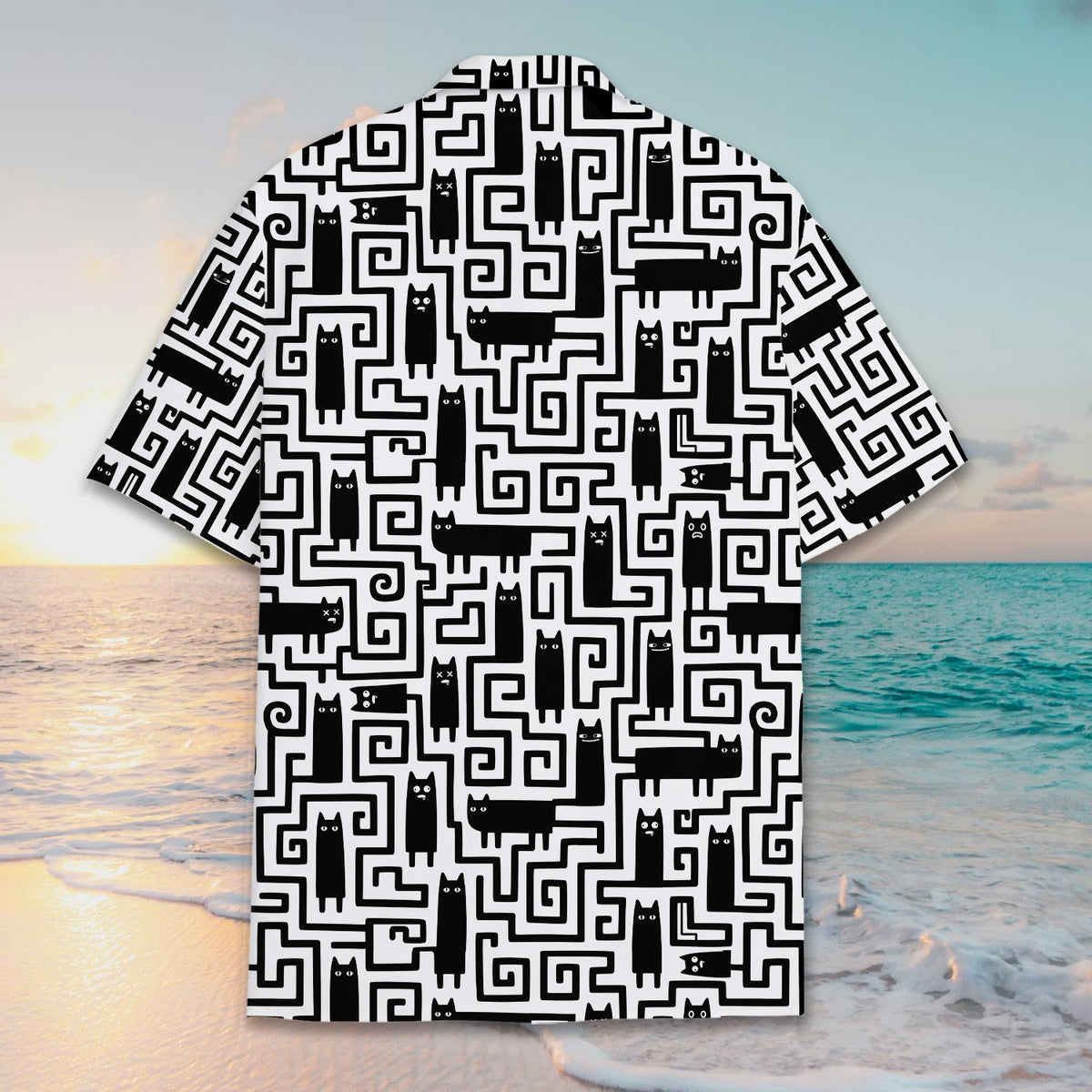 Close-up back view of the matching family hawaiian shirt fabric