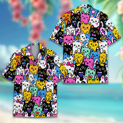 Third lifestyle view showing the vibrant cats hawaiian shirt in everyday wear