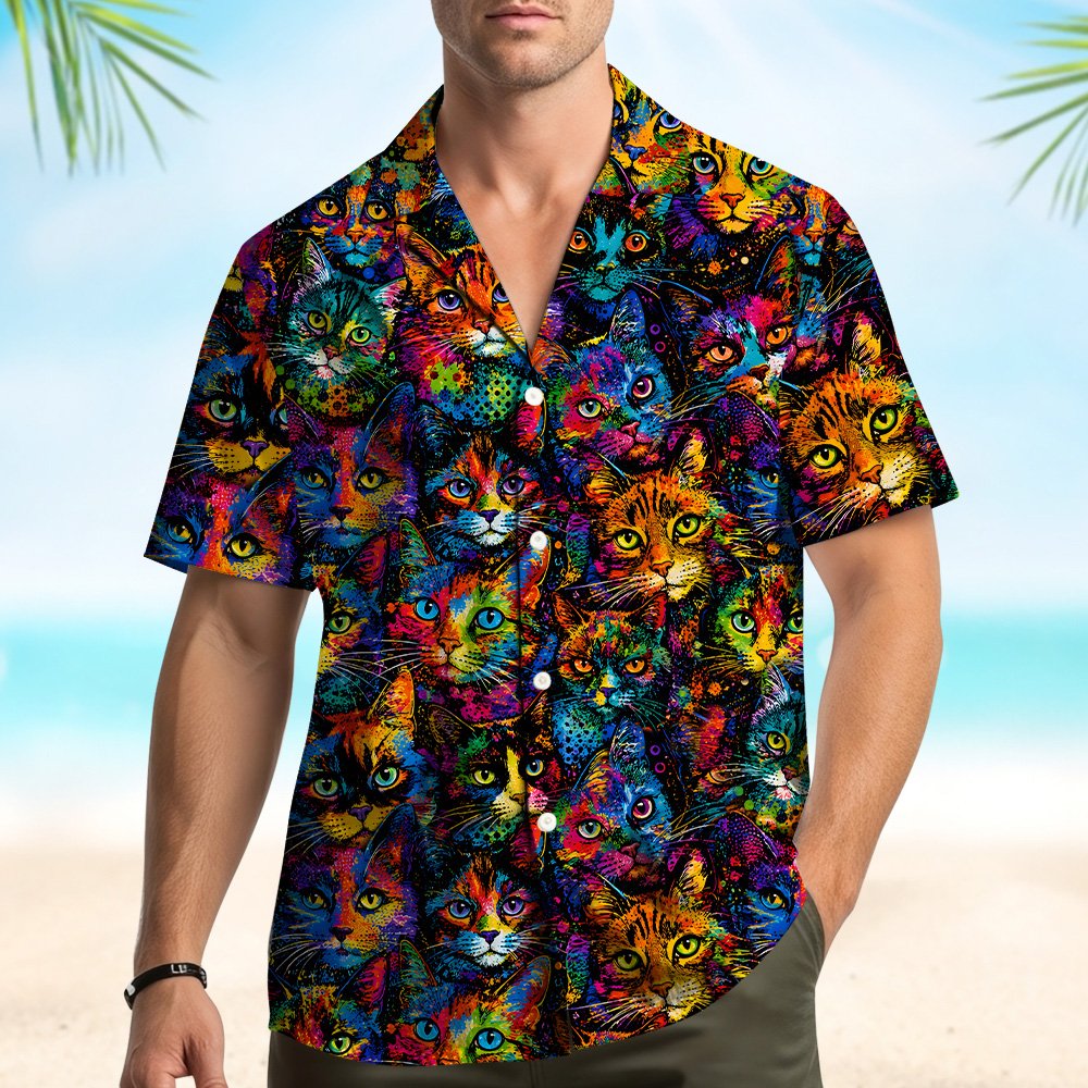 Third lifestyle view showing the matching family hawaiian shirt worn casually
