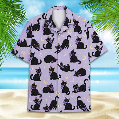Lifestyle view of the family matching outfits featuring the black cats design