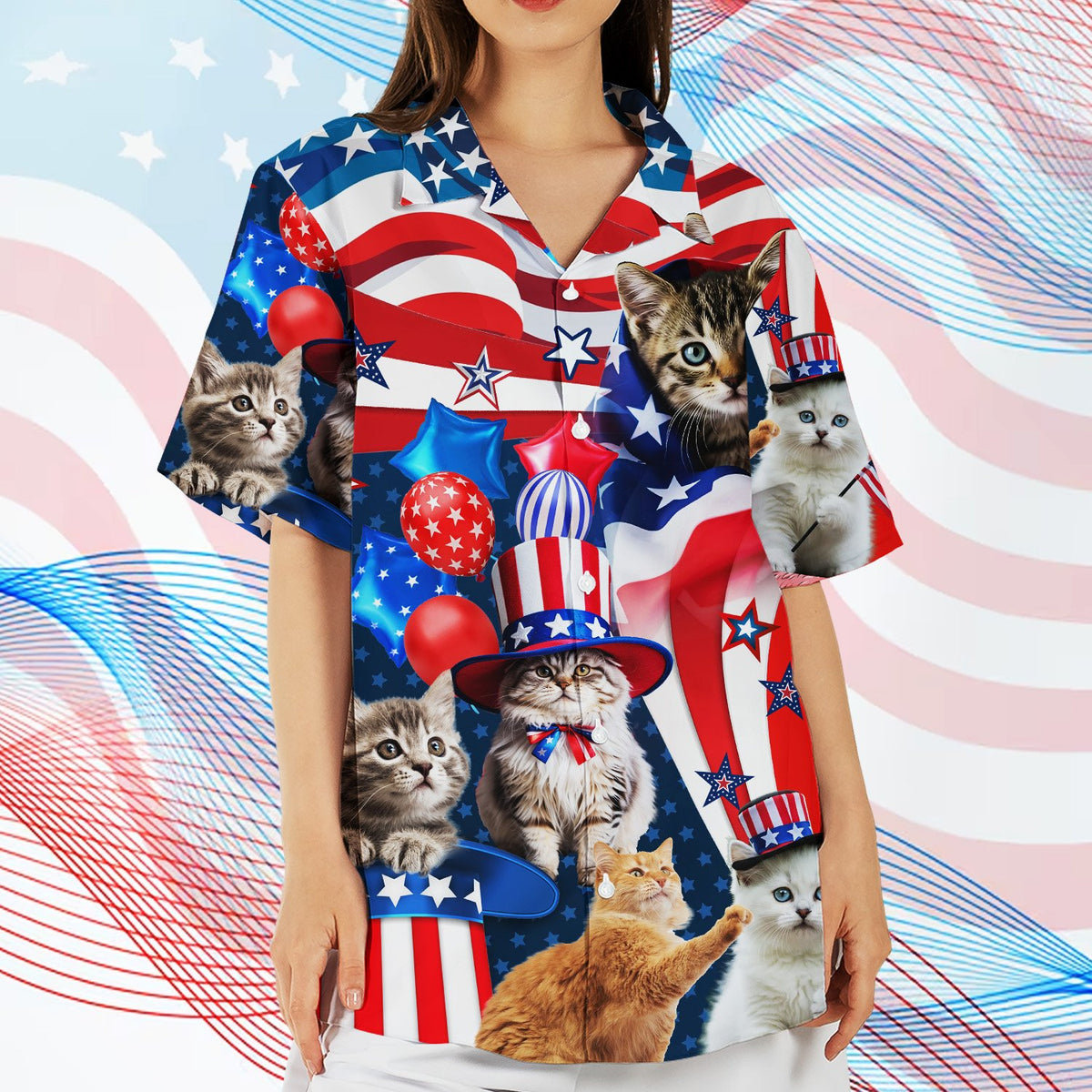 Full front view of the matching family hawaiian shirt