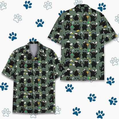 Detailed front view of the matching family hawaiian shirt design