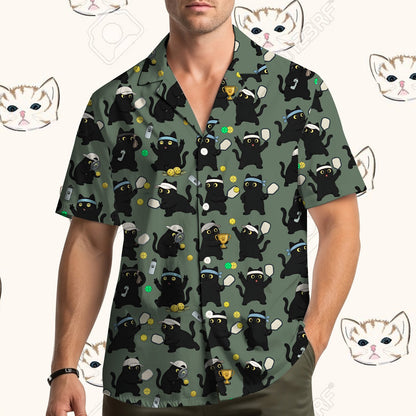 Lifestyle view of people wearing the fun matching family hawaiian shirts