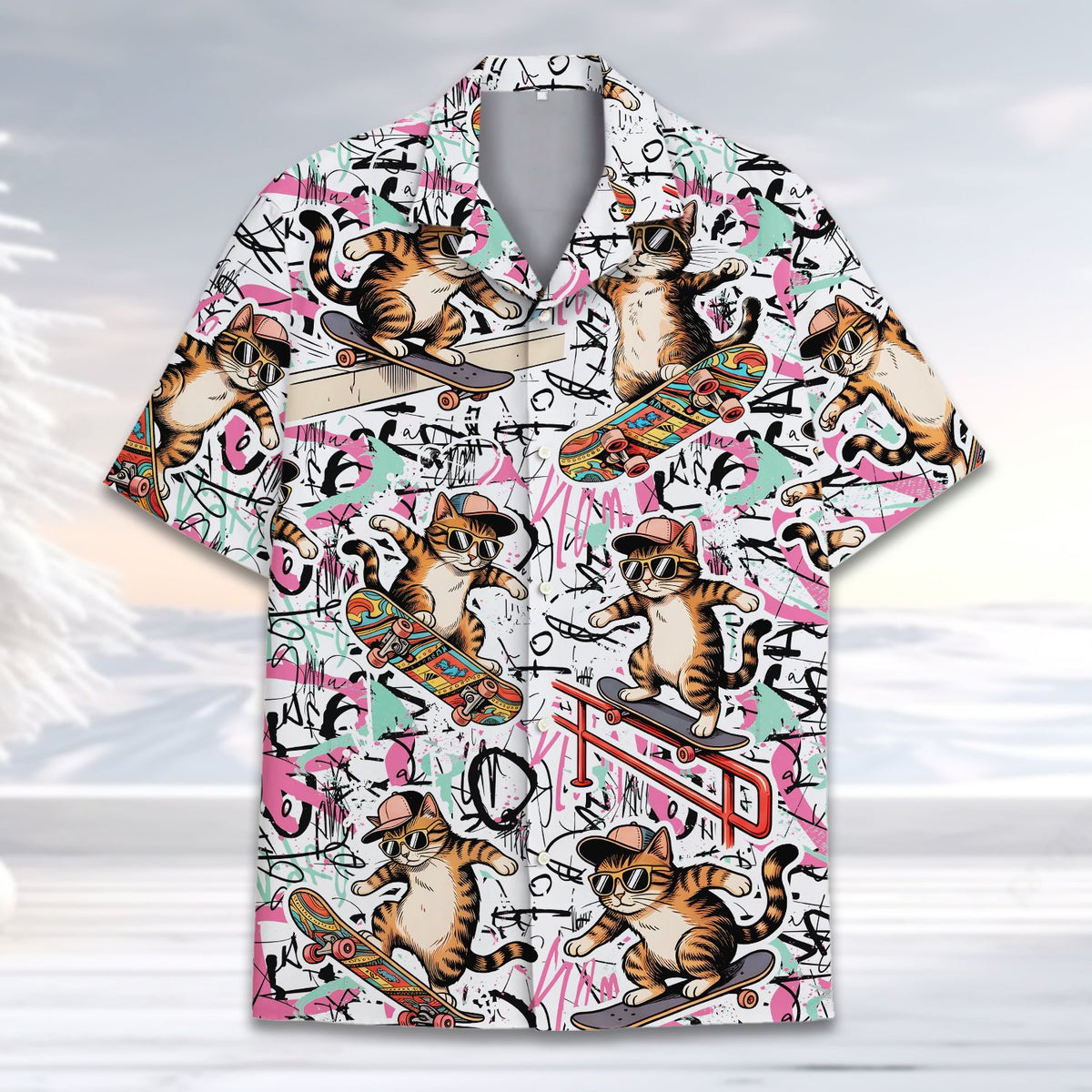 Group lifestyle image showcasing the matching family hawaiian shirts