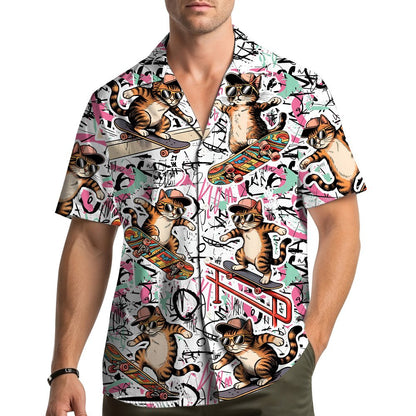 Lifestyle view of the matching family hawaiian shirt worn casually