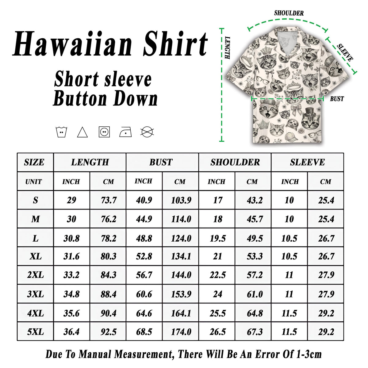 Additional view of the white and gray cats hawaiian shirt.