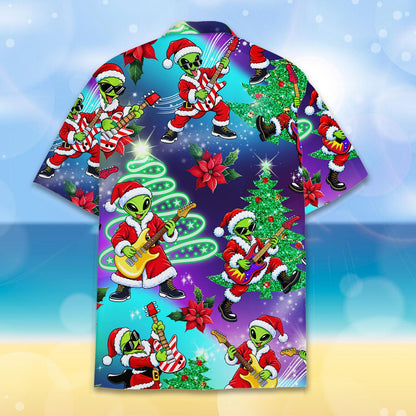 Alternate back view highlighting the stars and Christmas trees on the shirt