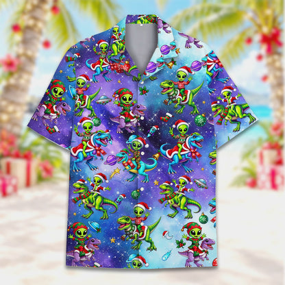 Full front look of the matching family hawaiian shirts design
