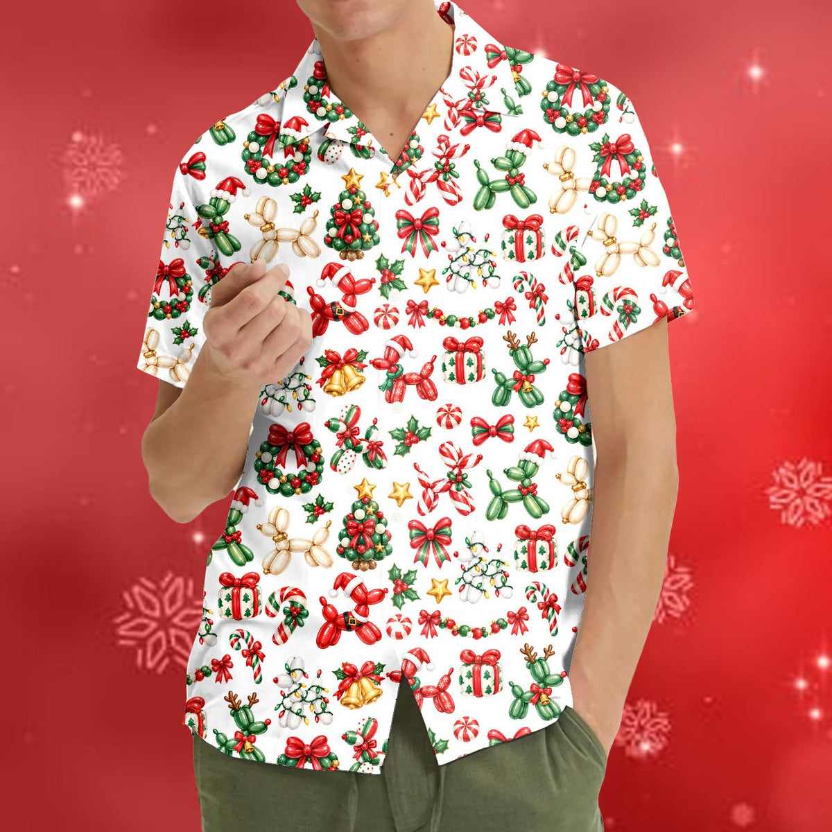 Second lifestyle view of the matching family hawaiian shirts