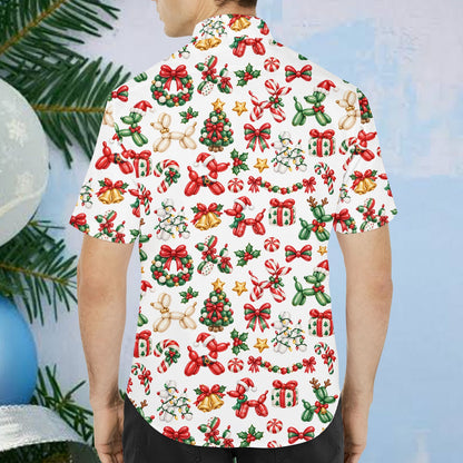 Fifth lifestyle view of the balloon animal pattern hawaiian shirt