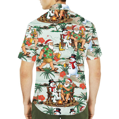 Second lifestyle view of the matching family hawaiian shirts in a casual setting