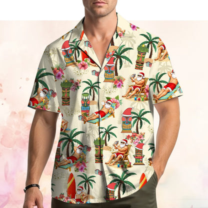 Back view of the tropical christmas hawaiian shirt