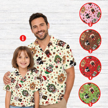 Lifestyle view of people wearing matching family hawaiian shirts