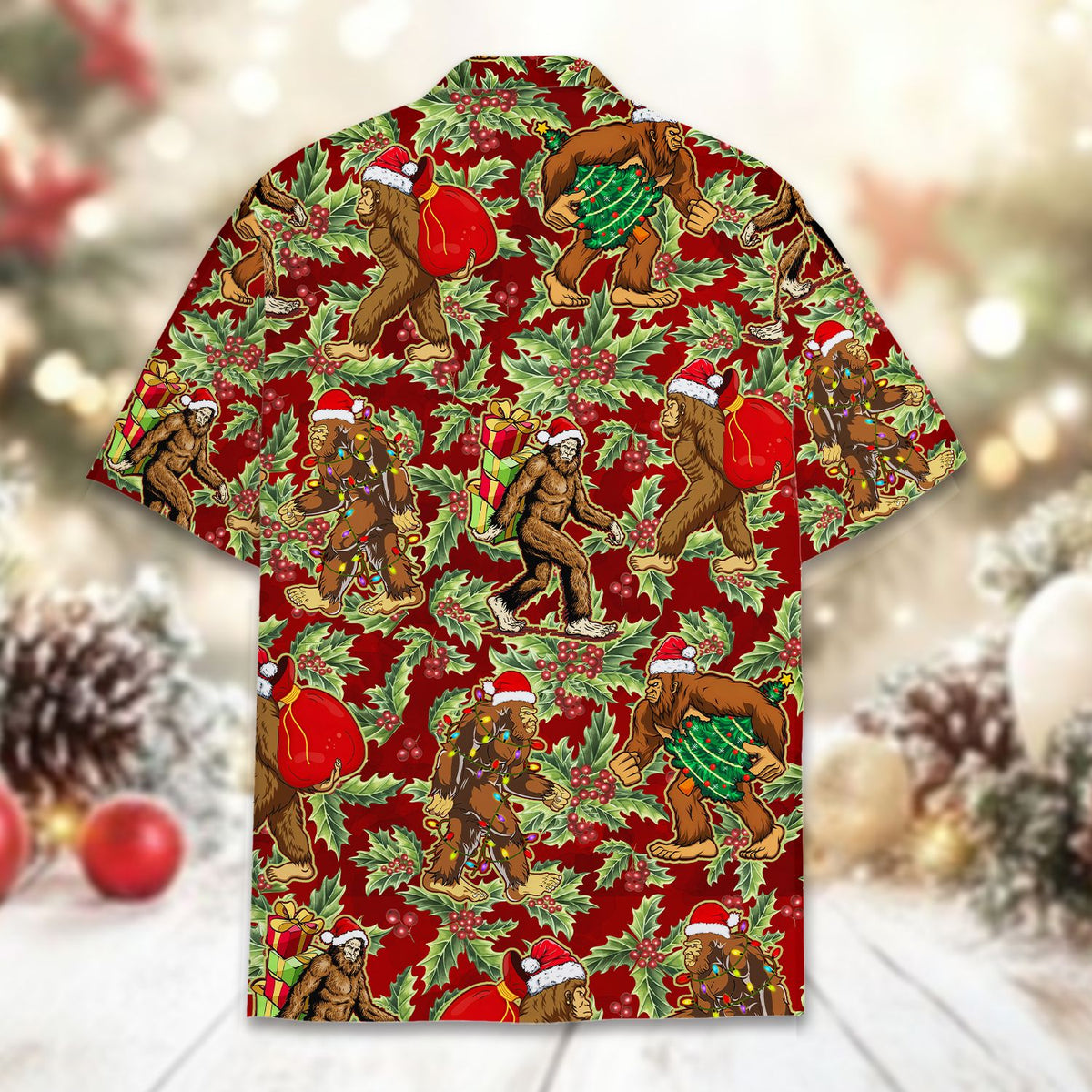 Alternative back view of the bigfoot matching family hawaiian shirt