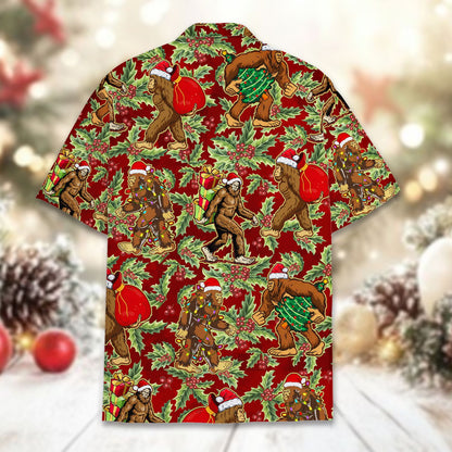 Alternative back view of the bigfoot matching family hawaiian shirt