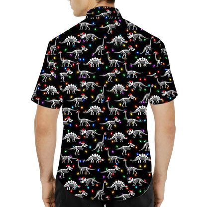 Detail back view of the family matching hawaiian shirt in black