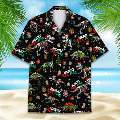 Custom hawaiian shirt with name and holiday design, front view
