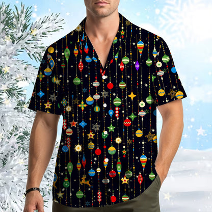 Second lifestyle view of the black christmas hawaiian shirt in a natural setting